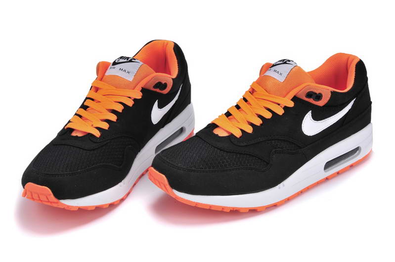 Nike Air Max 1 87 fourrure Chaussures Hommes Noir Orange (1)